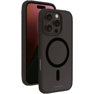 Vivanco MAG SOLID ELITE Back cover Apple iPhone 16 Pro Transparent, Black Inductive charging, Sandproof, Sprayproof, Dustproof 64229